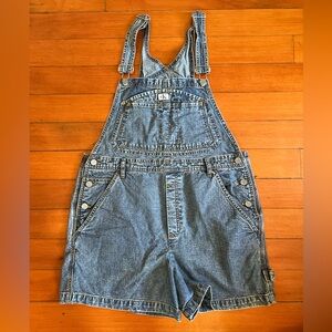 CALVIN KLEIN VINTAGE DENIM SHORT OVERALLS - LARGE